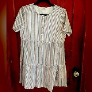 Madewell Size Medium Striped Short Sleeve Tiered Dress